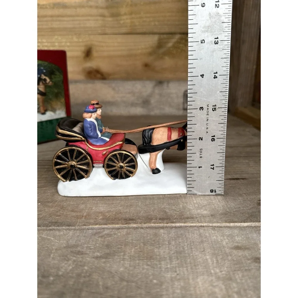 Carriage Ride‎ Figurine, Vintage 1996, Horse Drawn, Christmas Village Decoration